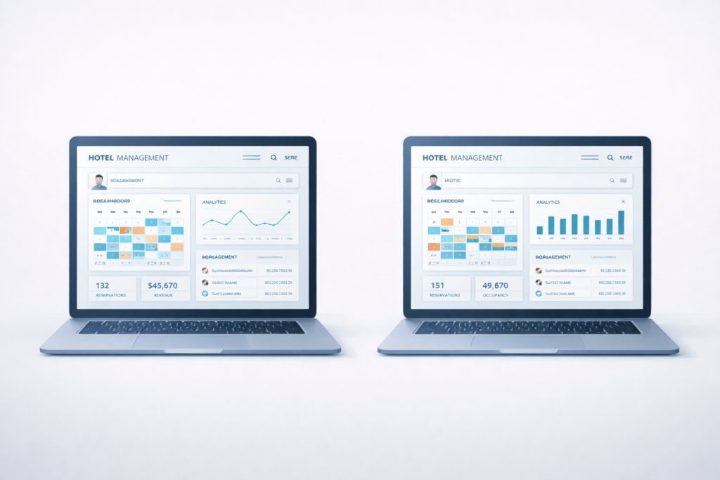 Cloud hotel management software dashboard comparison